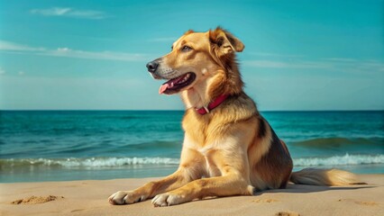 Golden Retriever Enjoying a Sunny Beach Day
