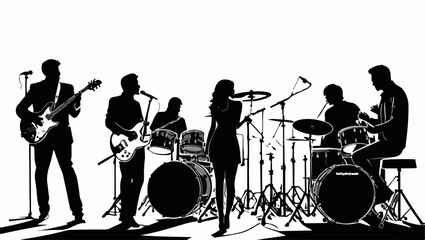 Music band silhouette vector illustration