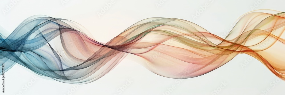 Poster an artistic, overhead shot showcasing abstract wave lines in a dynamic arrangement. the lines are re