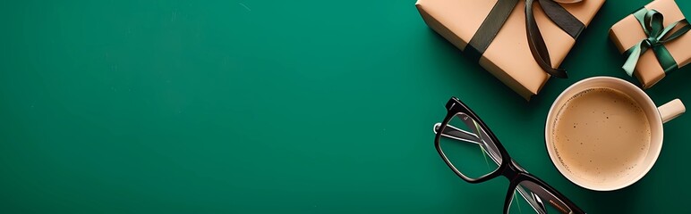 Elegant Celebration Banner Dark Green Design for Father’s Day and Birthdays