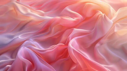 Obraz premium Close-up of an abstract background with soft pastel colors, creating a dreamy and ethereal atmosphere. The fabric texture is detailed and flowing in the foreground, adding depth to