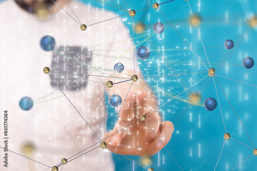 Poster conference digital network and data concept 3d