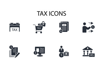 Tax icon set.vector.Editable stroke.linear style sign for use web design,logo.Symbol illustration.