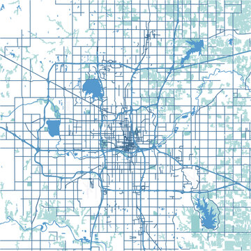 Layered vector map of Oklahoma City in Oklahoma in a professional blue style