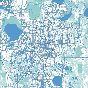Layered vector map of Orlando in Florida in a professional blue style
