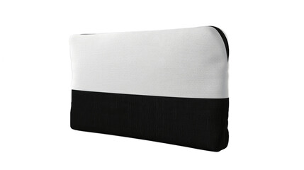 Obraz premium A 3D rendering presents blank black and white canvas cosmetic bags in a halfturned view This template represents empty cotton clutches for beauty accessories