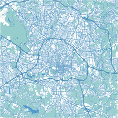 Layered vector map of Raleigh in North Carolina in a professional blue style