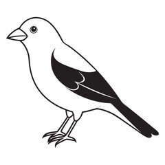 tanager bird vector illustration flat style black silhouette