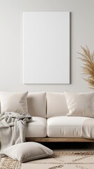 blank canvas for mock up that is portrait 54 hanging up on the wall in a cottage style home