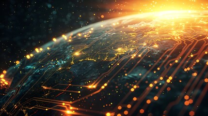 Obraz premium Global Connectivity: A Luminous Network of Possibilities
