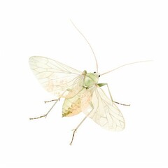 Obraz premium A tiny watercolor aphid with delicate body and translucent wings isolated on a white background