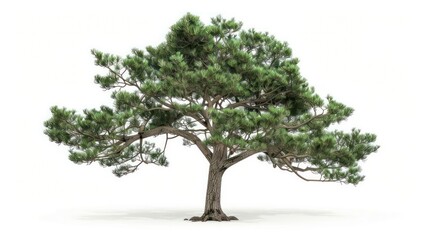 Fototapeta premium A towering pine tree with long, slender needles and a sturdy trunk isolated on a white background