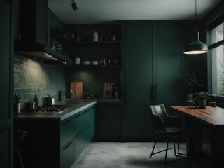 modern kitchen interior with kitchen counter