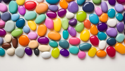 Obraz premium Colorful Smooth Stones Arranged In A Row On White Background