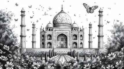 The Taj Mahal is a beautiful white marble mausoleum located in Agra, India