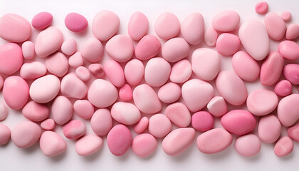 Smooth Pink Stones Arranged on a White Surface