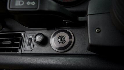 Key ignition on a car dash