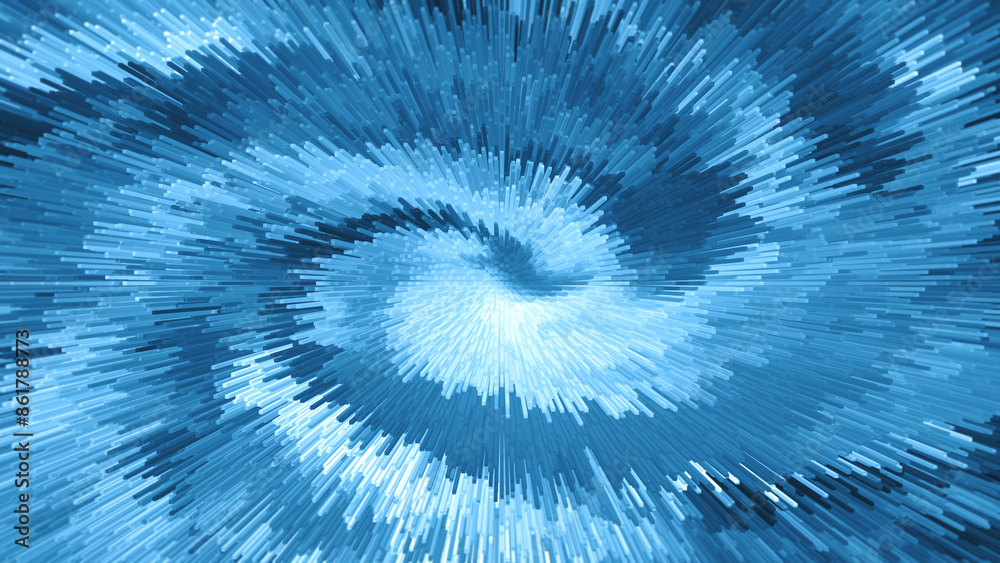 Poster abstract pattern with three-dimensional lines in different shades of blue. high resolution full fram