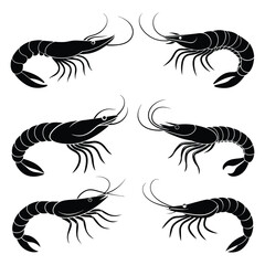Shrimp shape Silhouette vector illustration