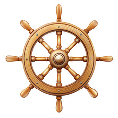 wooden ship wheel on transparent background