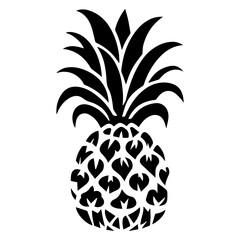 A black and white silhouette of a pineapple