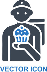 Delivery Man with Cupcake Icon