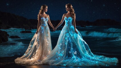 Girls are in beautiful bridal dress