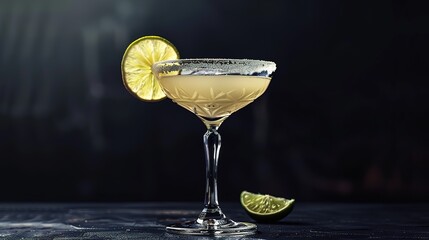 Margarita Cocktail on black background