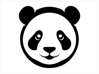 Fototapeta premium panda bear illustration, Panda Logo Vector Icon - Majestic Monochrome Silhouette