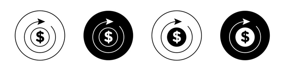 Refund outlined icon vector collection.