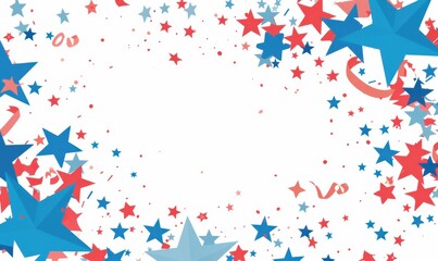 white and blue stars with a ribbon border frame Generative AI