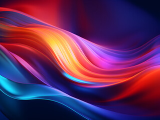 Obraz premium Trendy abstract background digital art with neon accents waves in dynamic flow