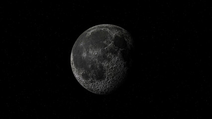 Naklejka premium The moon illuminated against a starry black background of CGI image