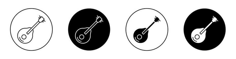 Mandolin outlined icon vector collection.