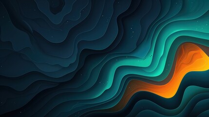 Obraz premium Abstract Blue and Orange Paper Cut Wave Background