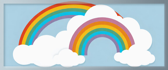 Obraz premium illustrazione con soffici nuvole ed elementi grafici colorati