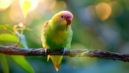 Vibrant Parrot on a Branch in the Sunlight