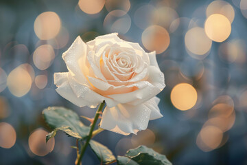 White Rose in Soft Focus with Warm Bokeh Background