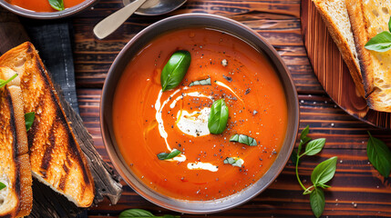 a rich and creamy bowl of tomato soup