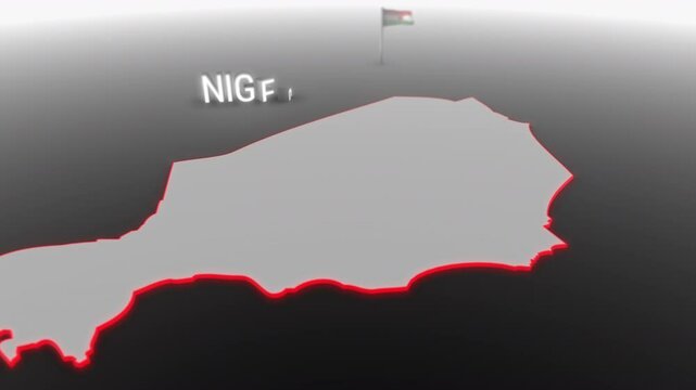 3d animated map of Niger gets hit and fractured by the text &ldquo;Crisis&rdquo;