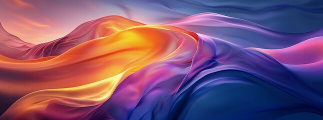 Obraz premium Abstract Purple, Orange, and Blue Fabric Waves