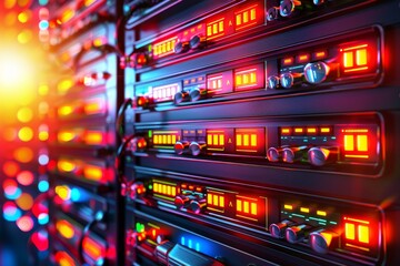 Colorful Digital Data Center Highlighting AI and Technological Connectivity