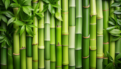 Obraz premium A Lush Wall Of Green Bamboo Stalks