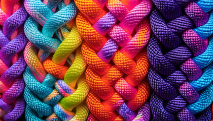 Colorful Braided Yarn Rope Pattern Close-Up