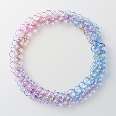 Obraz premium Multicolored bubbles in circle on plain background, space in the middle