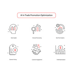 AI-Driven Trade Promotion Optimization Vector Icon Design Set