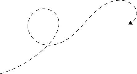 Hand drawn dotted arrows. Hand drawn freehand different curved lines, swirls arrows. Curved arrow line. Doodle, sketch style. Isolated Vector illustration.