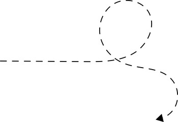 Hand drawn dotted arrows. Hand drawn freehand different curved lines, swirls arrows. Curved arrow line. Doodle, sketch style. Isolated Vector illustration.