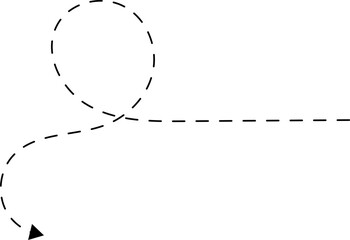 Hand drawn dotted arrows. Hand drawn freehand different curved lines, swirls arrows. Curved arrow line. Doodle, sketch style. Isolated Vector illustration.