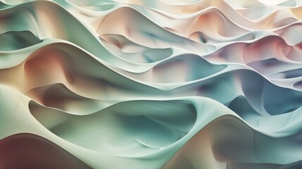 Obraz premium Fluid overlapping waves blending together in a sea of muted colors.